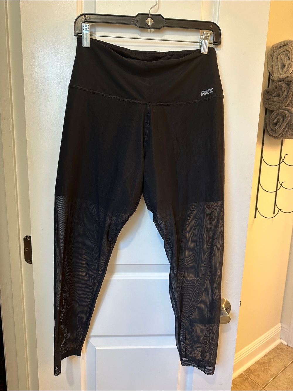 PINK Victoria's Secret Black High-Waist Mesh Panel Leggings